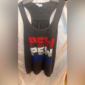 Gray Tank Top with Red, White, and Blue Graphic